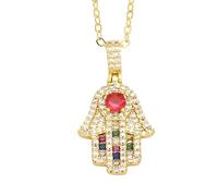 HQHYGM Collana Hamsa per Donne e Uomini, Argento Sterling 925 Multicolore Mano di Fatima Collane Hamsa Vintage Turchia Catena a Mano di Fatima Clavicola, Mano De Fatima con Ojo Turco