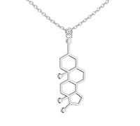 HQHYGM Collana serotonina in Argento Sterling 925 per Donne e Uomini, serotonina 3D Adrenalina Caffeina Dopamina Molecola Scienza Biologia Chimica Collana con Ciondolo Fascino Chimica