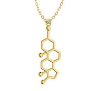 HQHYGM Collana serotonina in Argento Sterling 925 per Donne e Uomini, serotonina 3D Adrenalina Caffeina Dopamina Molecola Scienza Biologia Chimica Collana con Ciondolo Fascino Chimica
