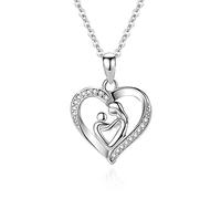 HQHYGM Collane per Donne, S Ciondolo Abbraccio Madre e Bambino a Forma di Cuore Collana con Ciondolo Madre e Bambino Cuore d'amoreCollana Creativa di Micro-Set