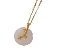 HQHYGM Eleganti Foglia bambù Collana a Sospensione con Un Pendente Giada hottan autentica e consumo Giornaliero di Materiali Misti per Usura Quotidiana