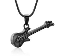 HQHYGM Gioielli commemorativi Collana per cremazione di Strumenti Musicali per Donne e Uomini Collana con urna per Chitarra per Ceneri