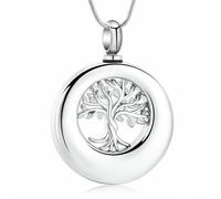 HQHYGM Gioielli cremazione Albero della Vita Urna dell'eternità Collana per Ceneri per Donne Uomini Ciondolo commemorativo Ricordo di Cenere Gioielli-Sliver