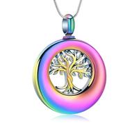 HQHYGM Gioielli per cremazione Albero della Vita Collana con urna dell'eternità per Ceneri per Donne Uomini Ciondolo commemorativo Gioielli con Ceneri ricordo