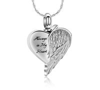 HQHYGM Gioielli per cremazione per Ceneri da Donna, Ala, Cuore, urna, Collana, Ciondolo, ricordo dei Miei Cari, Sempre nel Mio Cuore, Regalo commemorativo.