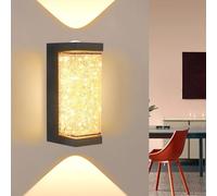 HQHYGM Indoor Wall Light Up and Down Wall Lamp Background Decorative Wall Minimalist Black Wall Glass for Bedside Bedroom Living Room (Square Warm Light)