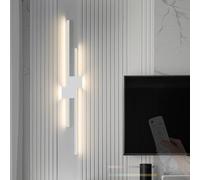 HQHYGM Indoor Wall Light with Remote Control Wall Lamp Dimmerabile 2700K-6500K Wall Iron Aluminum Long Rettangolare Long Rettangolare for Living Room Bedroom (120 cm White)