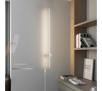 HQHYGM Indoor Wall with Remote Control Wall Light 2700K-6500K Dimmerabile Wall Lamp with in Cord Wall ° Rotate Long for Bedroom Hallway Living Room (White 100cm)