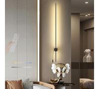 HQHYGM Indoor Wall with Remote Control Wall Light 2700K-6500K Dimmerabile Wall Lamp with in Cord Wall ° Rotate Long for Bedroom Hallway Living Room (Black 60cm)