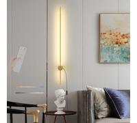 HQHYGM Indoor Wall with Remote Control Wall Light 2700K-6500K Dimmerabile Wall Lamp with in Cord Wall ° Rotate Long for Bedroom Hallway Living Room (Gold 80cm)