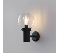 HQHYGM Lampada a Globo in Vetro Nero Lampada Impermeabile con Montaggio in Metallo Lampade da Parete per Interni/Esterni per Camera da Letto Bagno Foyer Portico Presa