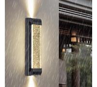HQHYGM Lampada da Parete con Bolle di Esterno IP65 Muro a Muro di Pioggia Acrilico a Parete Nera Rettangolare Lungo per Patio Garage Portico Soggiorno (Luce Neutra da 40 cm)