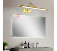 HQHYGM - Lampada da parete frontale per interni, impermeabile, con sensore di movimento manuale, lampada da parete con braccio regolabile, striscia lunga per bagno, vanità, camera da letto (rame, luce