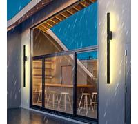 HQHYGM Lampada da parete minimalista per esterni a parete lunga in alluminio nero ip65 applique da parete impermeabili rettangolari da parete villa corridoio giardino garage (150 cm b luce calda)