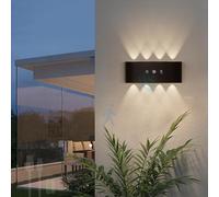 HQHYGM Lampada da parete per esterni con sensore di movimento, lampada da parete verso l'alto verso il basso, IP65, impermeabile, ricaricabile tramite USB, controllo touch 2700 K/4500 K/6500 K, per