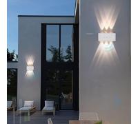 HQHYGM Lampada da parete per esterni con sensore di movimento, lampada da parete verso l'alto verso il basso, IP65, impermeabile, ricaricabile tramite USB, controllo touch 2700 K/4500 K/6500 K, per