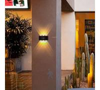 HQHYGM Lampada da parete per esterni con sensore di movimento, lampada da parete verso l'alto verso il basso, IP65, impermeabile, ricaricabile tramite USB, controllo touch 2700 K/4500 K/6500 K, per
