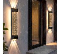 HQHYGM - Lampada da parete per esterni, in cristallo, IP65, impermeabile, per esterni/interni, in alluminio, per terrazza, portico, balcone (luce calda, 30 cm)