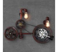 HQHYGM Lampada da Parete per Interni Lampada da Parete in Metallo Lampada da Comodino Industriale con Ruota dentata Retro Ottone 2 Biciclette a Fiamma Bronzo per Corridoi Camera da Letto Caffetterie