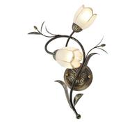 HQHYGM Lampada da Parete Rustica in Metallo, Stile Shabby Chic, Comodino, Camera da Letto, 2 paralumi in Vetro, per Interni, Stile Industriale, per Soggiorno, corridoio, Cucina/Sinistra