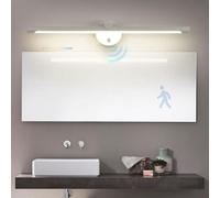 HQHYGM Mirror Front Wall Lamp with Motion Sensor Wall Light Indoor 2700K/4500K/6500K Dimming Wall Waterproof Wall for Bathroom Vanity Living Room (White 93cm)