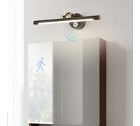 HQHYGM Mirror Front Wall Light with Motion Sensor Wall Lamp with 17-22cm Adjustable ArmWall 210° Rotation Wall Indoor Waterproof for Vanity Bathroom Living Room (Black-Neutral Light 58cm)