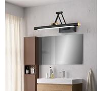 HQHYGM Mirror Wall Lamp Bathroom Waterproof Wall Light Indoor 180° Rotatable Wall with Adjustable Arm Wall Long Strip Iron Acrylic for Vanity Corridor (Black-White Light 58cm)