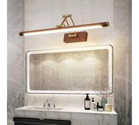 HQHYGM Mirror Wall Lamp Bathroom Waterproof Wall Light Indoor 180° Rotatable Wall with Adjustable Arm Wall Long Strip Iron Acrylic for Vanity Corridor (Wood Colour-Neutral Light 43cm)