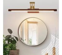 HQHYGM Mirror Wall Lamp Bathroom Waterproof Wall Light Indoor 180° Rotatable Wall with Adjustable Arm Wall Long Strip Iron Acrylic for Vanity Corridor (Wood Colour-Warm Light 58cm)