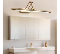 HQHYGM Mirror Wall Lamp Bathroom Waterproof Wall Light Indoor 180° Rotatable Wall with Adjustable Arm Wall Long Strip Iron Acrylic for Vanity Corridor (Copper -Warm Light 73cm)