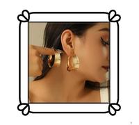 HQHYGM Orecchini ad Anello Spesso con Colonna Larga in Oro da Donna - Orecchini Personalizzati alla Moda Minimalista - Gioielli con Sfera