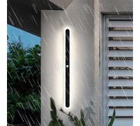 HQHYGM Outdoor Wall Light with Motion Sensor Garden Wall Lamp IP65 Waterproof Wall Lamp 2700K/4500K/6500K Wall Long Strip Aluminium for Garden Doorway Hallway (White Light 100cm)