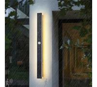 HQHYGM Outdoor Wall Light with Motion Sensor Garden Wall Lamp Outdoor Long Black Outside Balcony Indoor Living Room Bathroom Front Door Bedroom (Warm Light 30CM)