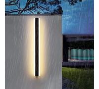 HQHYGM Outside Garden Wall Lights Indoor/Outdoor Long Strip Lamp Black Aluminium Up Down IP67 Waterproof Terrace Yard Bathroom Bar (3000K Warm White 150 cm)