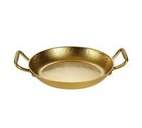 HQHYGM Padella per Paella Spagnola in Acciaio Inossidabile Martellata a Mano Pentole con Doppi Manici Rivettati per Ristorante di Casa Vassoio da Campeggio all'aperto (Oro 22 cm)