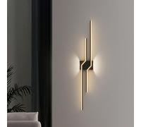 HQHYGM Parete interna luce decorativa lampada da parete nera parete creativa lunga lunga parete parallela in alluminio per camera da letto corridoio soggiorno (B-warm Light 80cm)