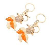 HQHYGM Portachiavi a Forma di Pesce, Ciondolo in Metallo con Pesce Rosso, 2 Pezzi, con Strass, Portachiavi con Animali Bling, per ciondoli per Borse, Chiavi della Macchina
