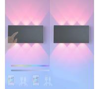 HQHYGM RGB Wall Lamp with Remote Wall with Touch Control Wall Light Battery Operated USB Rechargeable Wall RGB Dimmerabile Up Down for Hallway Living Room (A 2 Packs)