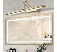 HQHYGM - Specchio da parete da bagno a parete impermeabile, 180 °, con parete girevole a 180 °, con braccio regolabile a lunga striscia, in ferro da stiro, colore: rame neutro 73 cm