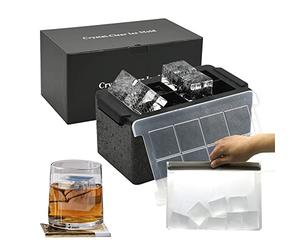 HQHYGM Stampi per cubetti di ghiaccio trasparenti - Macchina per cubetti di ghiaccio giganti da 2 pollici, 8 grandi cubetti di ghiaccio trasparenti per whisky e cocktail con custodia (cubo) Stampo per