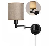 HQHYGM Vintage Interni Lungo Braccio Luce Da Parete con Lampada Da Parete Braccio Swing regolabile in Applique Luci in Metallo Nero per Camera da Letto Camera da Letto Camera da Letto