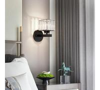 HQHYGM Wall Light Indoor Crystal Wall Lamp Vintage Wall Creatively Decorative Wall (Included) for Bedroom Living Room Kitchen (Black Square Neutral Light)