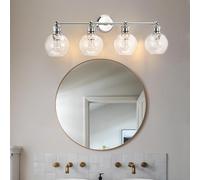 HQHYGM Wall Light Indoor Wall Lamp with Globe Glass Shade Wall Retro Creatively Iron (Not Included) for Mirror Living Room Hallway (Silvery 4 Lights)