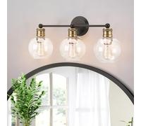 HQHYGM Wall Light Indoor Wall Lamp with Globe Glass Shade Wall Retro Creatively Iron (Not Included) for Mirror Living Room Hallway (Black Gold 3 Lights)