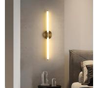 HQHYGM Wall Light Long Strip Wall Lamp Nordic Style Wall Long Strip Gold Wall Decorative Indoor for Bedroom Living Room Vanity (Warm Light 40cm)