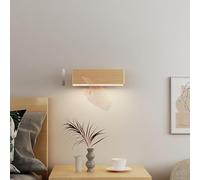 HQHYGM Wood Indoor Wall Touch Control Dimmerabile Wall Light Rechargeable Wall Lamp Battery Operated Wireless Wall Rotatable 4000K for Bedroom Living Room Reading (1 Pack Light Colour)