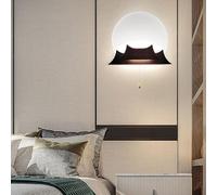 HQHYGM Wood Wall Light Indoor Wall Lamp with Pull Cord Wall Creatively Decorative Wall Acrylic for Bedroom Bedside Living Room (Dark Wood White Light)