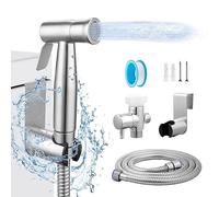 HQJUN Multifunzionale doccetta per bidet, doccetta per pannolini, spray, tubo flessibile e accessori, doccetta per bidet con doppia funzione spray (argento)