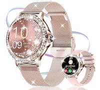 HQNLSY Smartwatch Donna con Chiamata Diamond, 1,3''Orologio Donna con 2 Cinturini, Fisiologia Feminile, 120 Sport/Cardiofrequenzimetro/SpO2/Sonno, Notifiche Messaggi,iOS Android (Oro Nobile)