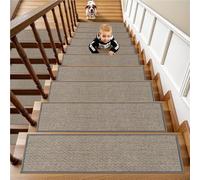 HQQXZQ 15 tappetini per scale, 76 x 20 cm, antiscivolo, per gradini in legno, lavabile in lavatrice, morbido, per interni, per bambini, anziani e animali domestici (grigio chiaro)